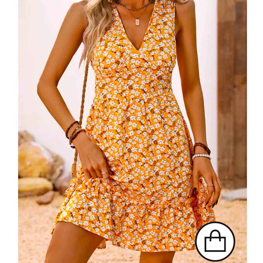 Golden yellow flowered sundress